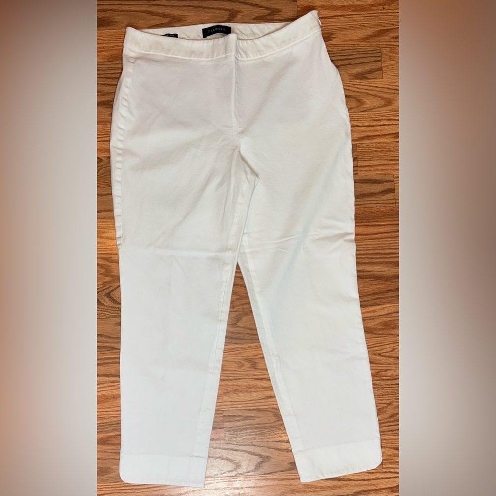 Lot 3 Talbots Chatham Ankle Pants Women’s 10 Curvy Beige White Stretch Side Zip - Picture 2 of 16